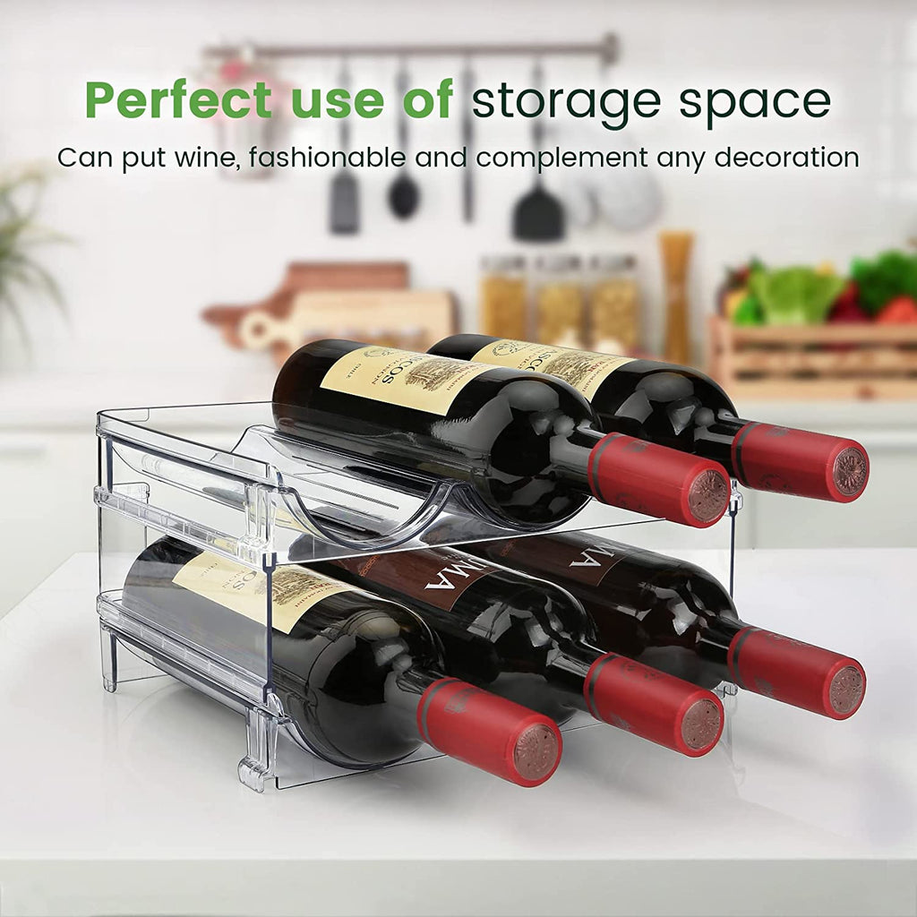 Water Bottle Organizer for Cabinet, 2 Packs Water Bottle Storage Rack, Water Bottle Holder for Cabinet, Stackable Water Bottle Storage Rack